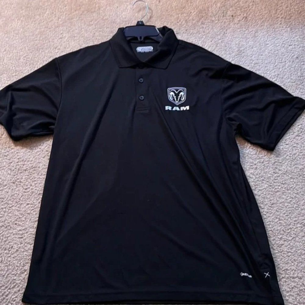 Black Dodge RAM quarter button down polo shirt NWT S